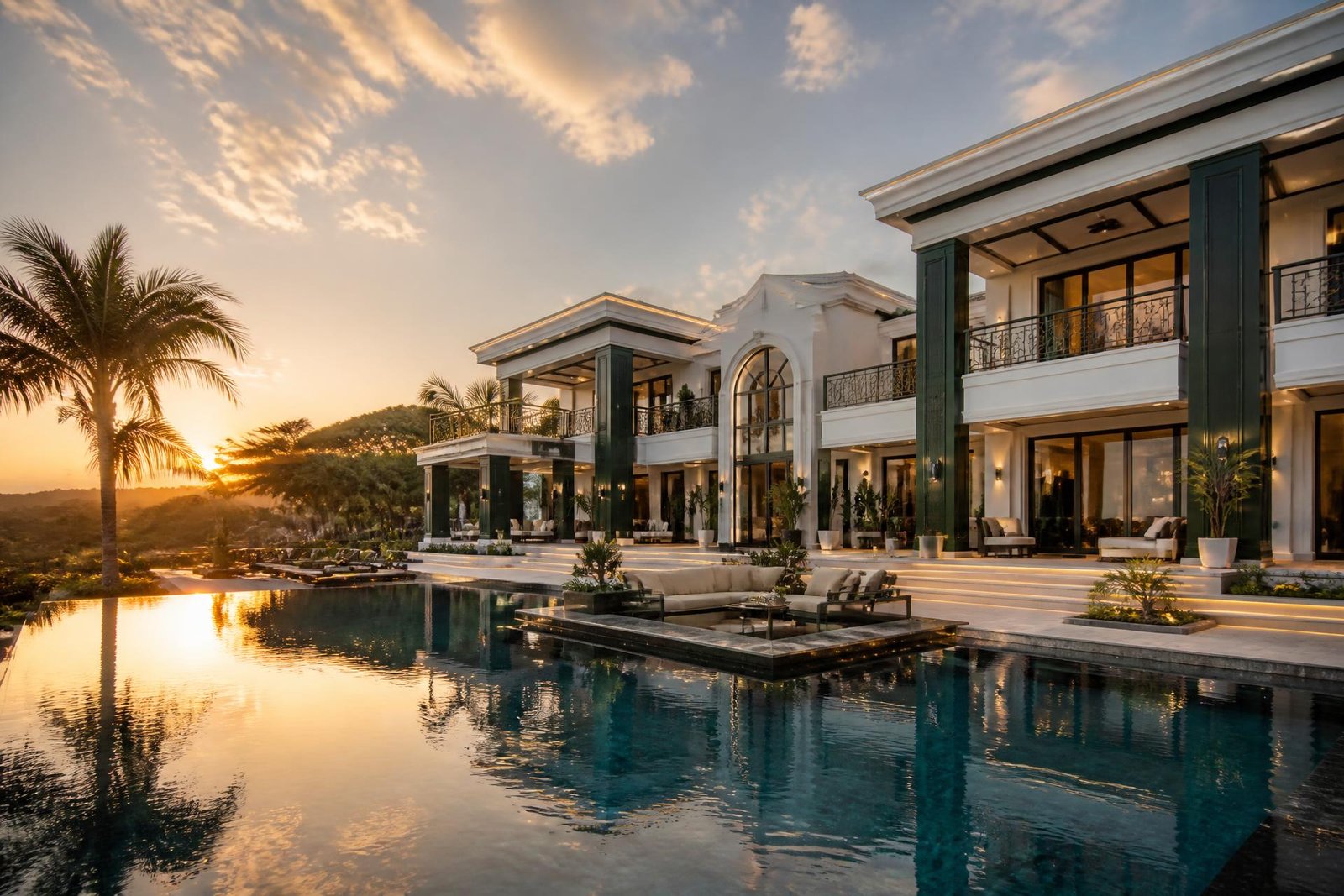 Luxury villa at sunset